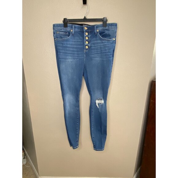 Torrid Womens Bombshell Skinny Jeans Distressed Button Fly 18R Premium Stretch - Picture 1 of 8